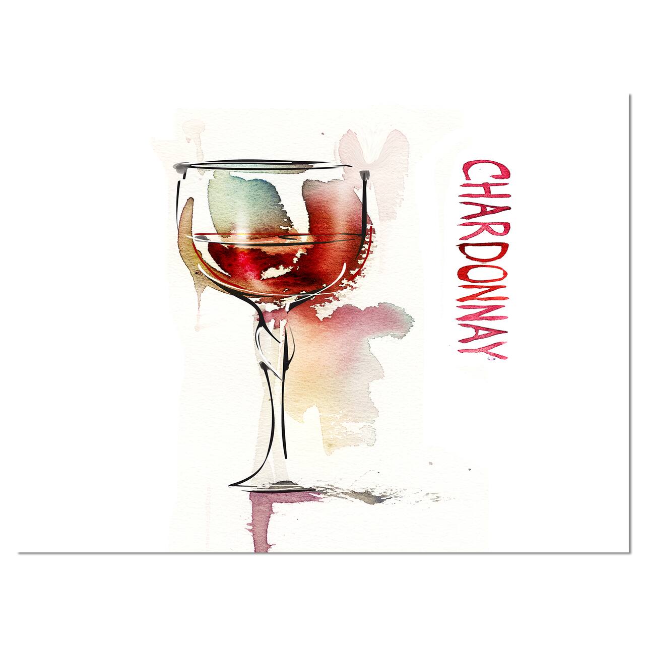 Designart - Red Wine on White Background - Contemporary Canvas Art Print